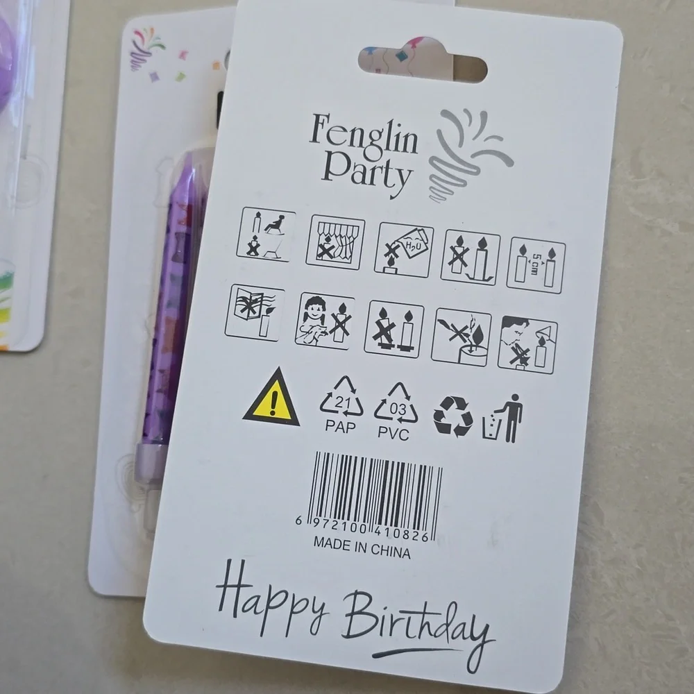 Party Candles Purple Cat Number 5 and Candles